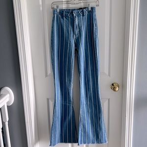 Fashion Nova striped flare jeans
